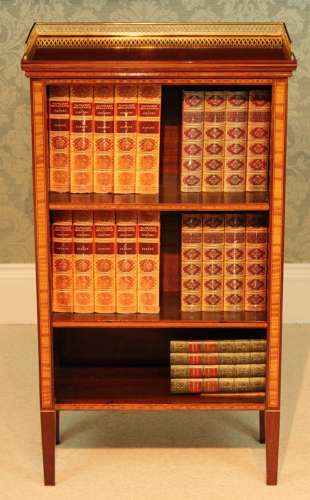 A Fine Quality Edwardian Mahogany Inlaid Open Bookcase