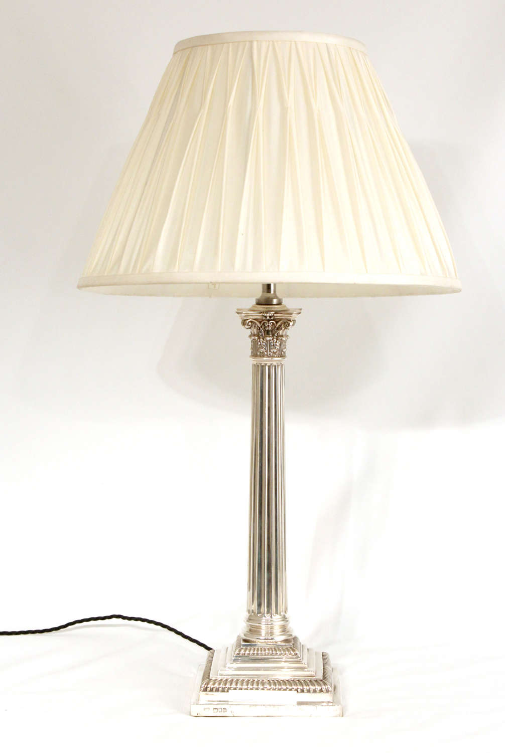 An Exceptional Edwardian Silver Table Lamp By Clark & Sewell