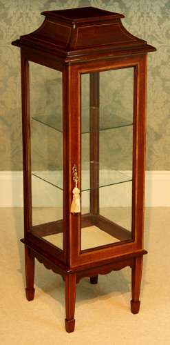 A Quality Edwardian Mahogany Inlaid Center Display Cabinet
