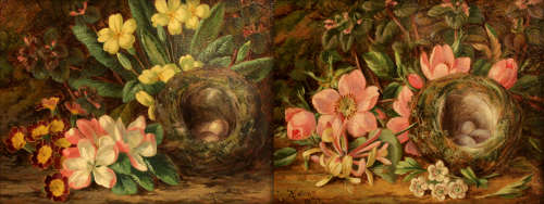 Thomas Collins 1893, A Good Pair of Still life Oil Paintings on Canvas
