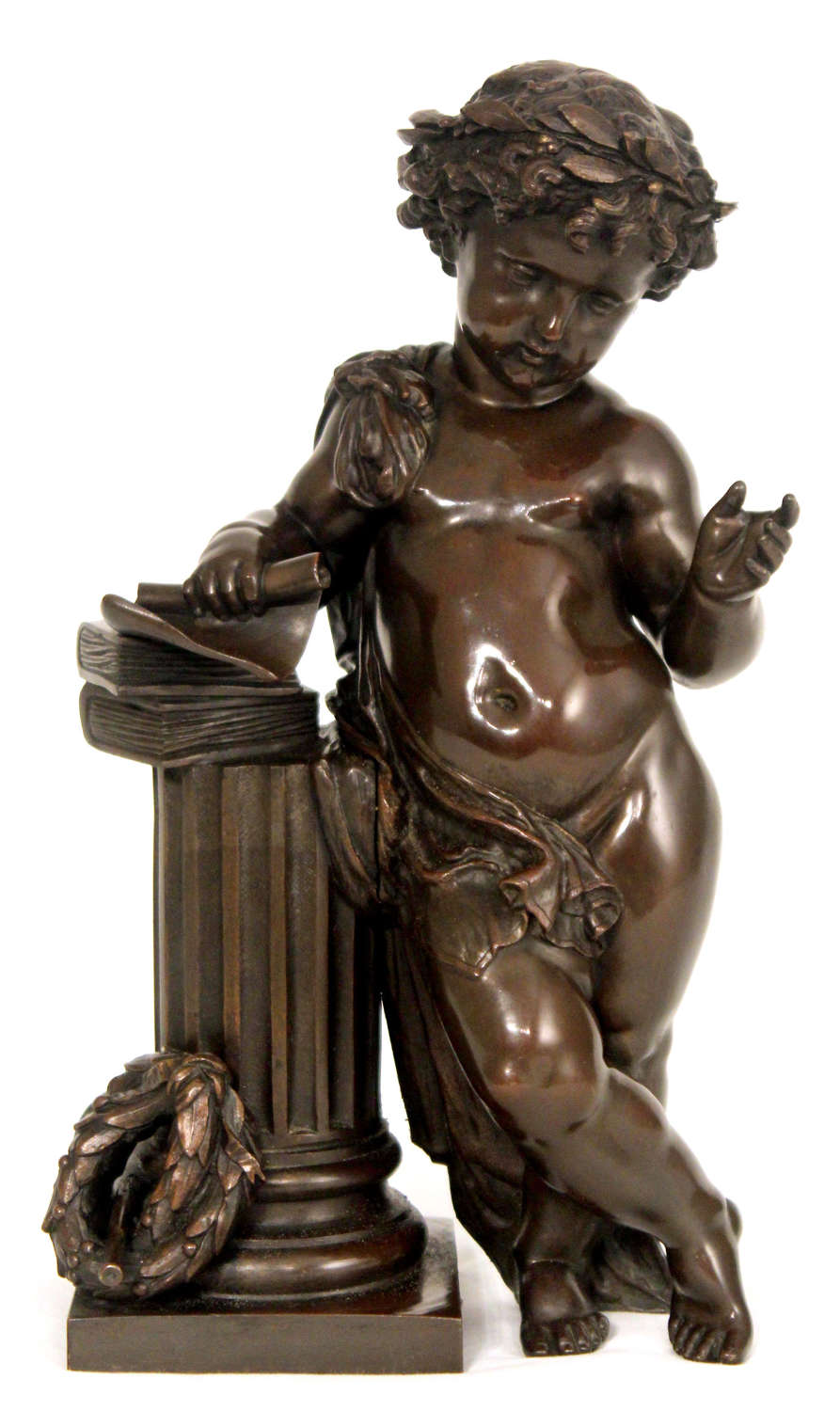 A Fine Late 19th Century French Bronze Cherub Leaning On Column