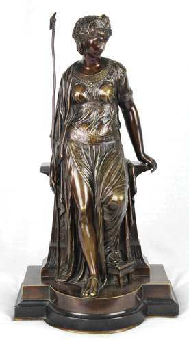 A 19th Century Egyptian style bronze maidens by Eutrope Bouret