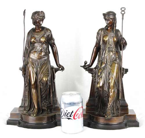 A 19th Century Egyptian style bronze maidens by Eutrope Bouret
