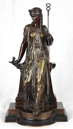 A 19th Century Egyptian style bronze maidens by Eutrope Bouret