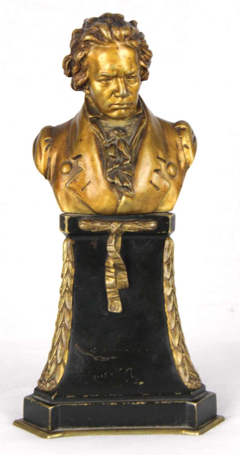 A 19th Century french bronze bust of Mozart by Eugen. Bormel