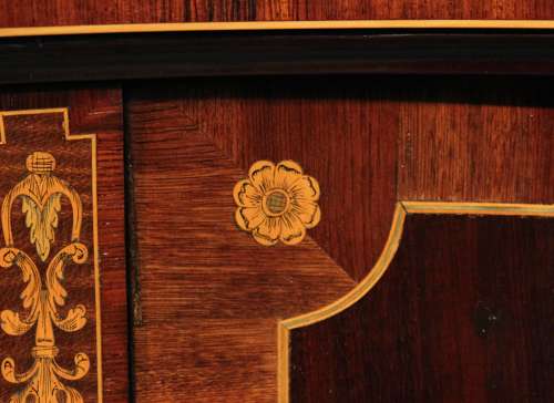 A Superb Late Victorian Mahogany Inlaid Serpentine Commode