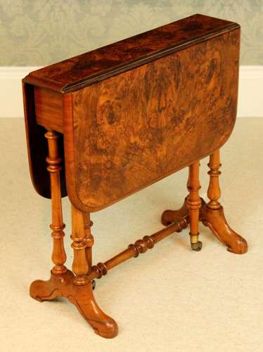 A Superb Victorian Burr Walnut D-Ended Baby Sutherland Table
