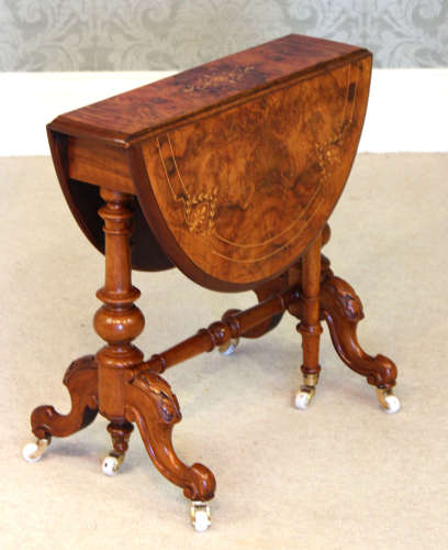 A Fine Victorian Burr Walnut Cabriole Leg Baby Sutherland Table