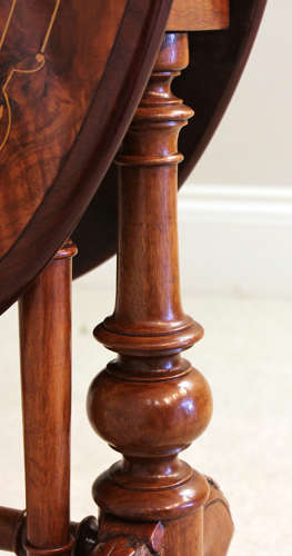 A Fine Victorian Burr Walnut Cabriole Leg Baby Sutherland Table
