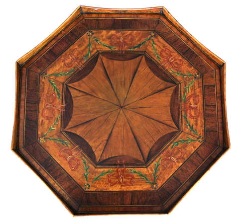 A Quality Pair of Edwardian Inlaid and Painted Satinwood Side Tables