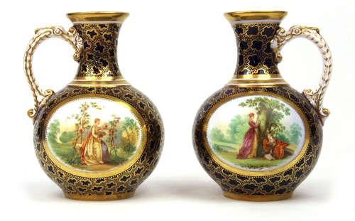 A fine pair of 18th century sevres bottle jugs