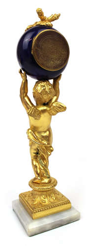 A 19th c. Cherub mantel clock