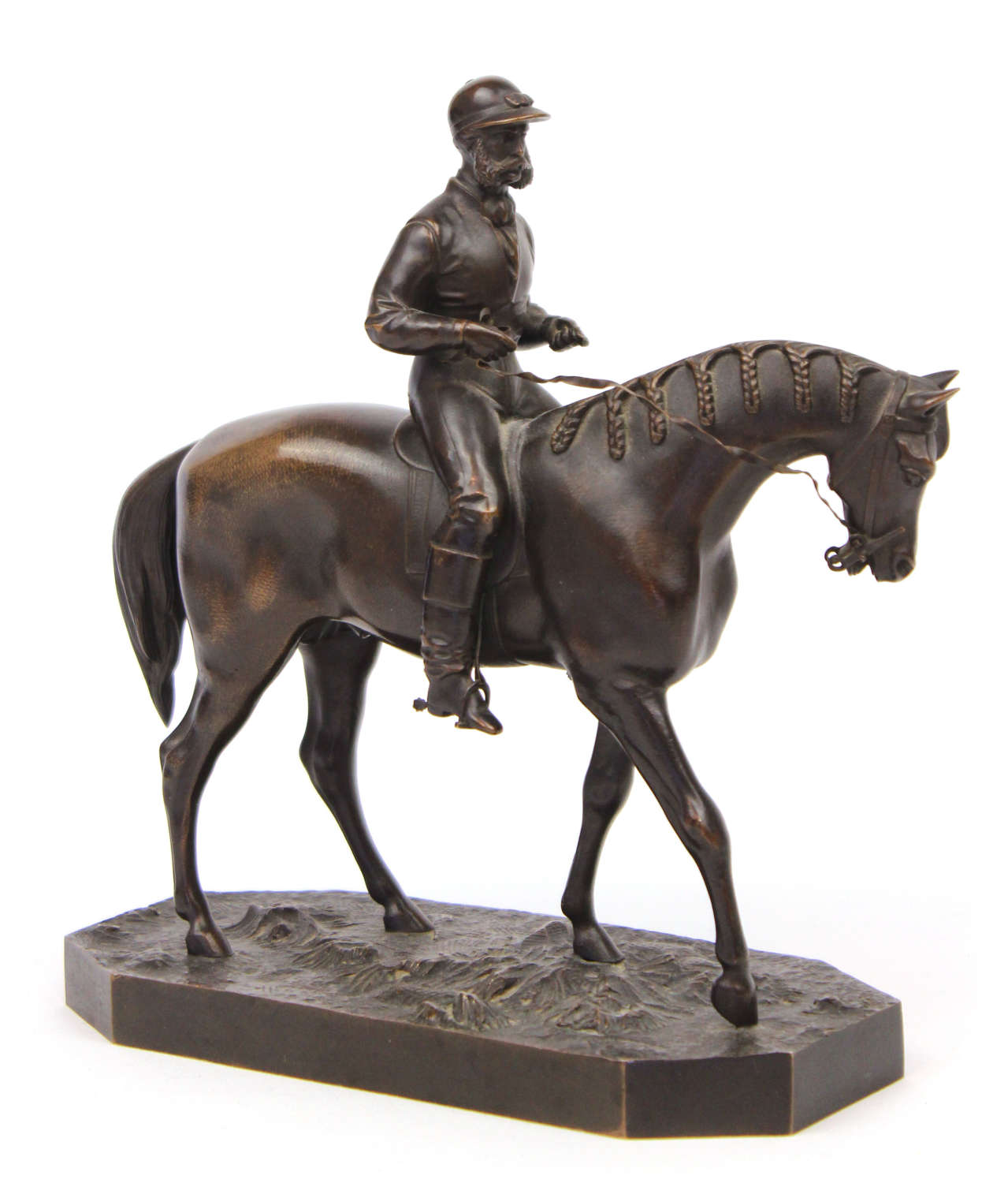 A 19th Century Bronze sculpture of a jockey and horse