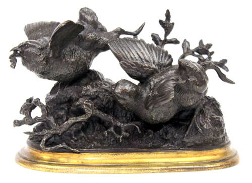 Ferdinand Pautrot (1832-1874) A 19th Century French Bronze Bird Group