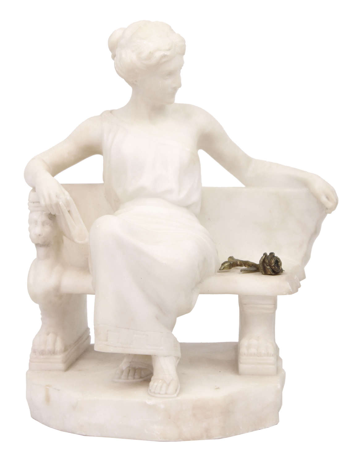A 19th Century Marble sculpture modelled as a seated Maiden
