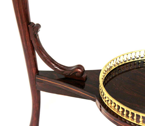 A Victorian Rosewood Marquetry Triangular Dropleaf Occasional Table.