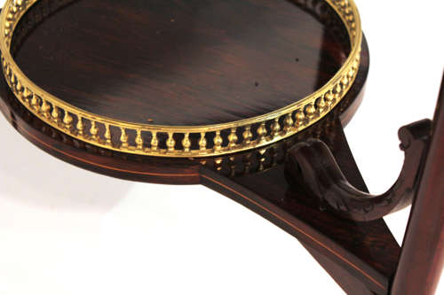 A Victorian Rosewood Marquetry Triangular Dropleaf Occasional Table.