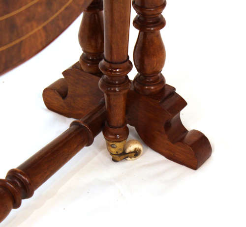 A Fine Quality Burr Walnut Inlaid Baby Sutherland D-Ended Table.