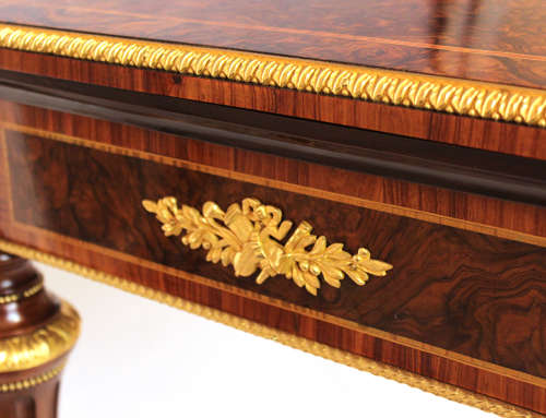 An Exceptional Walnut Inlaid and Ormolu Mounted Card Table
