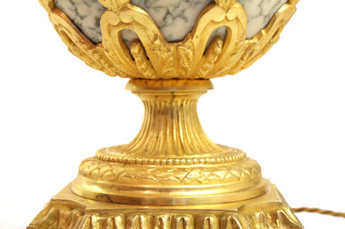 A Fine Pair of French Ormolu Marble Table Lamps