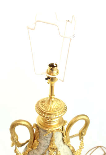 A Fine Pair of French Ormolu Marble Table Lamps