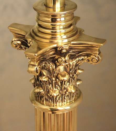 A Hinks & Sons Victorian Brass Corinthian Column floor Lamp