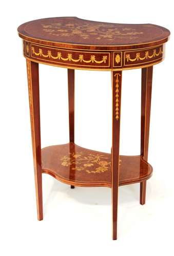 An Edwards and Roberts Inlaid Victorian Mahogany Kidney Side Table