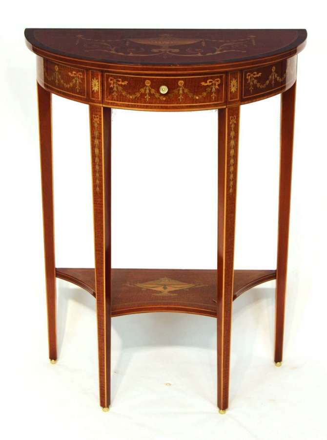 An Edwards & Roberts Quality Victorian Mahogany Inlaid Demi lune Table