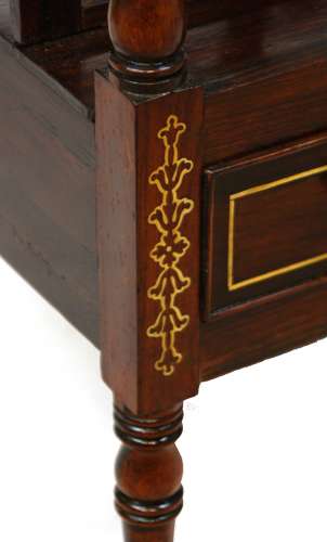 A Fine Edwardian Brass Inlaid Rosewood Canterbury