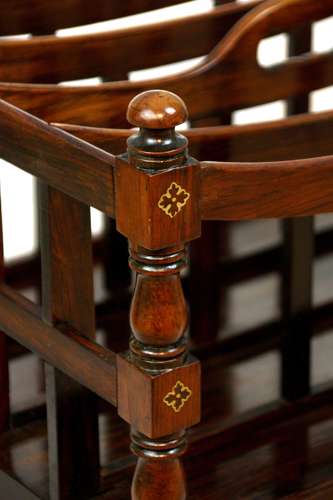 A Fine Edwardian Brass Inlaid Rosewood Canterbury