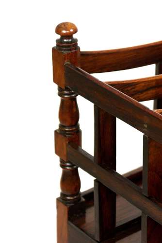 A Fine Edwardian Brass Inlaid Rosewood Canterbury