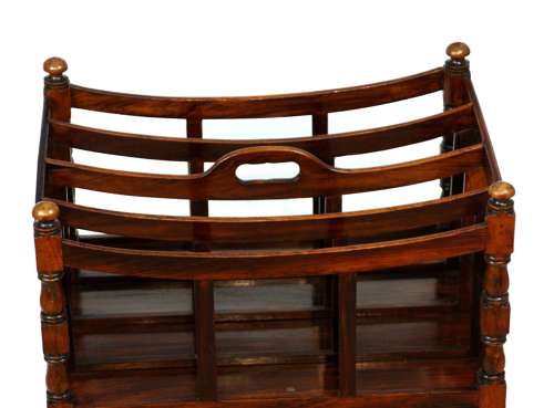 A Fine Edwardian Brass Inlaid Rosewood Canterbury