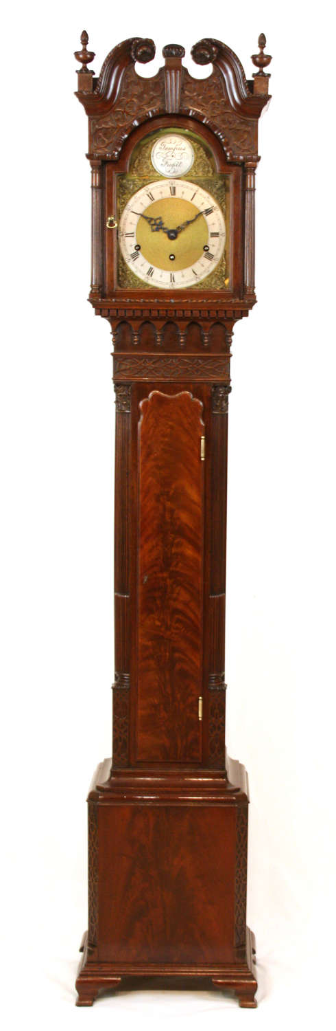 A Quality Late 19th C. Mahogany Chippendale Grand daughter Clock