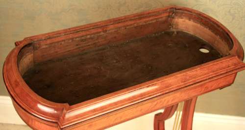 A Fine Victorian Mahogany and Satinwood Inlaid Lyre ended Jardinere