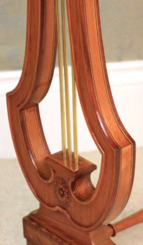A Fine Victorian Mahogany and Satinwood Inlaid Lyre ended Jardinere