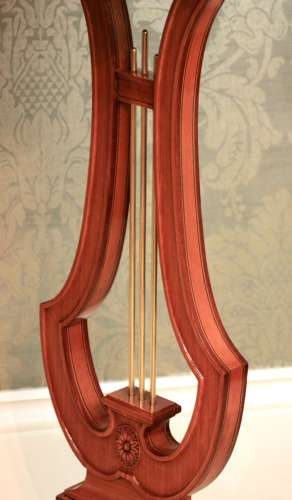 A Fine Victorian Mahogany and Satinwood Inlaid Lyre ended Jardinere
