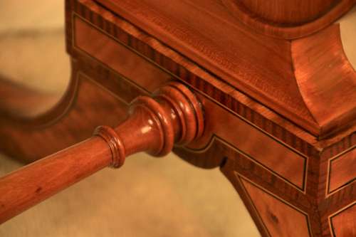 A Fine Victorian Mahogany and Satinwood Inlaid Lyre ended Jardinere