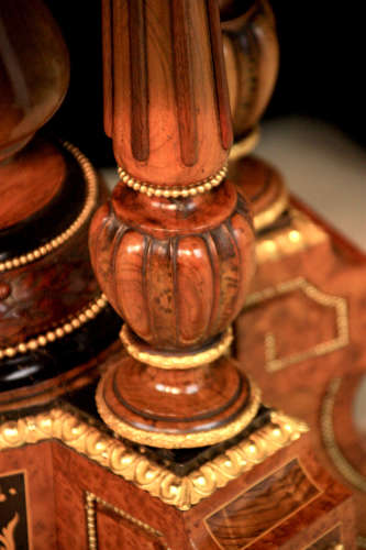 A Gillows Victorian Burr-walnut and Amboyna Mounted Centre Table