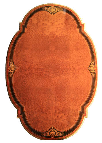 A Gillows Victorian Burr-walnut and Amboyna Mounted Centre Table