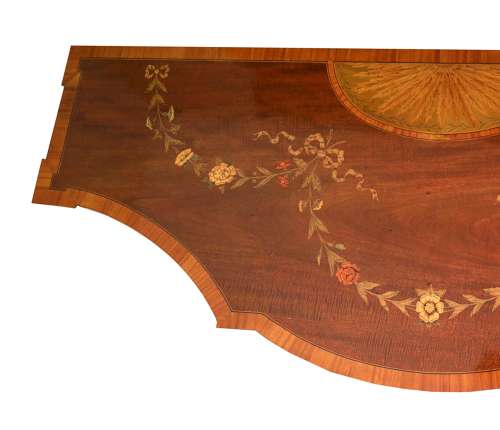 A Superb Late Victorian Mahogany Inlaid Serpentine Commode