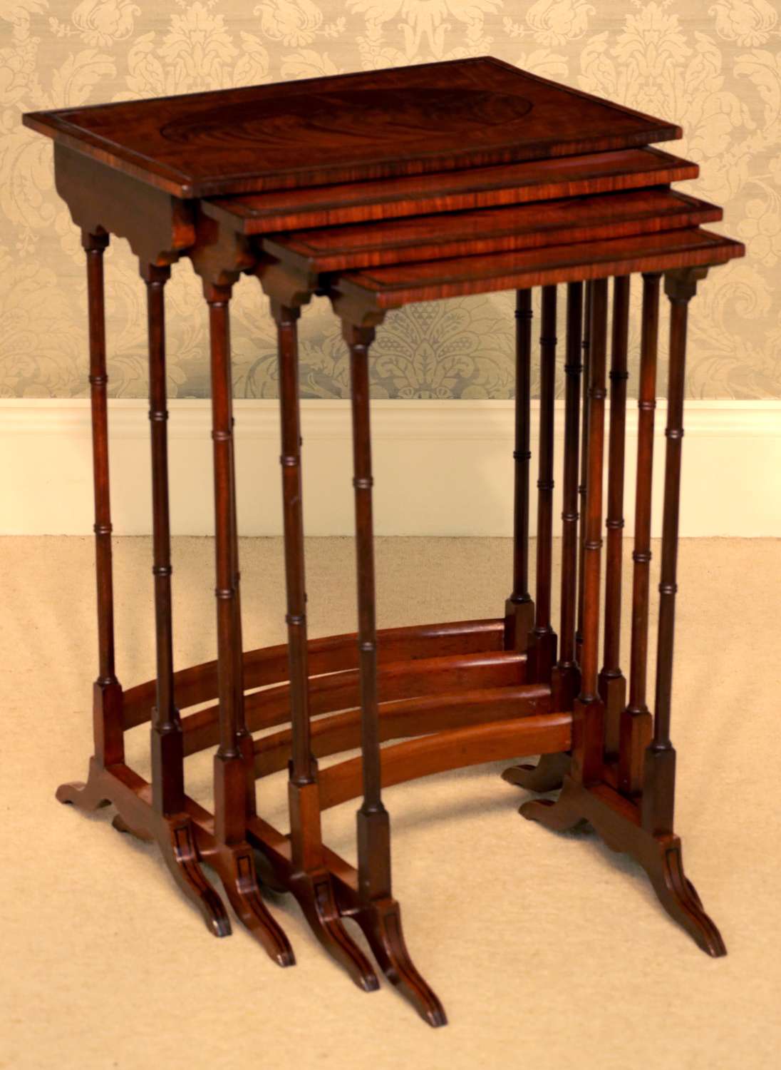 Quality Late Victorian Mahogany Inlaid Quarteto Tables