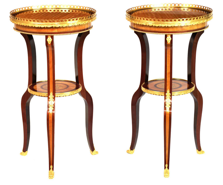 Edwards & Roberts Quality Pair of Inlaid and Ormolu Mounted Tables