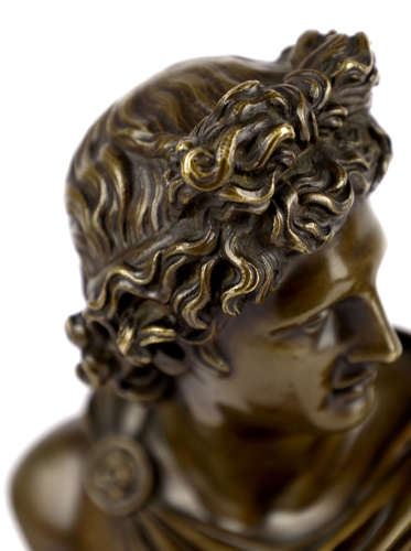 A Pair of 19thC Italian Grand Tour Bronze Busts of Apollo & Diana