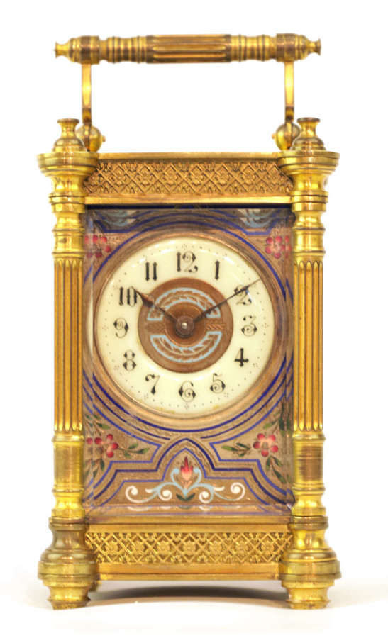 A 19th Century French Champleve enamel Carriage Clock