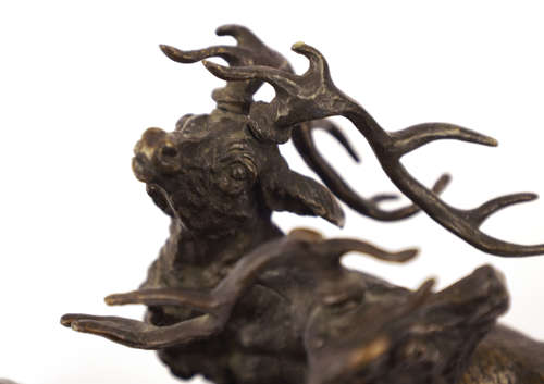 After Ferdinand Pautrot (1832-1874) French Bronze Figure of Two Stags