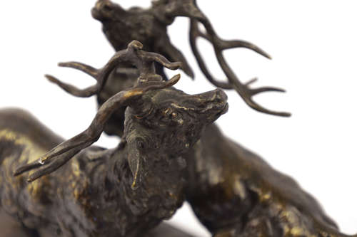 After Ferdinand Pautrot (1832-1874) French Bronze Figure of Two Stags