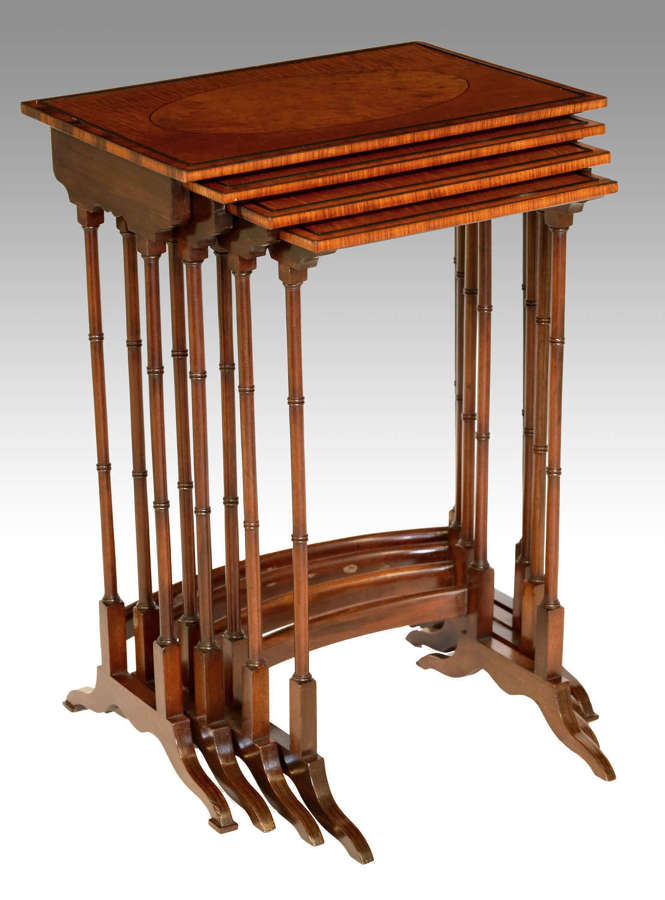 A Quality Set of Late Victorian Mahogany Inlaid Quarteto Tables