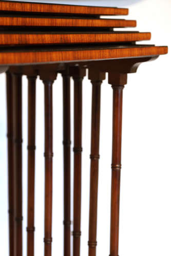 A Quality Set of Late Victorian Mahogany Inlaid Quarteto Tables