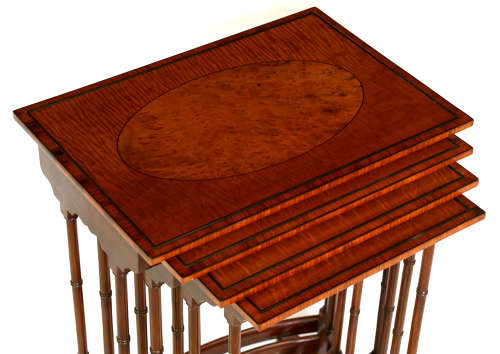 A Quality Set of Late Victorian Mahogany Inlaid Quarteto Tables