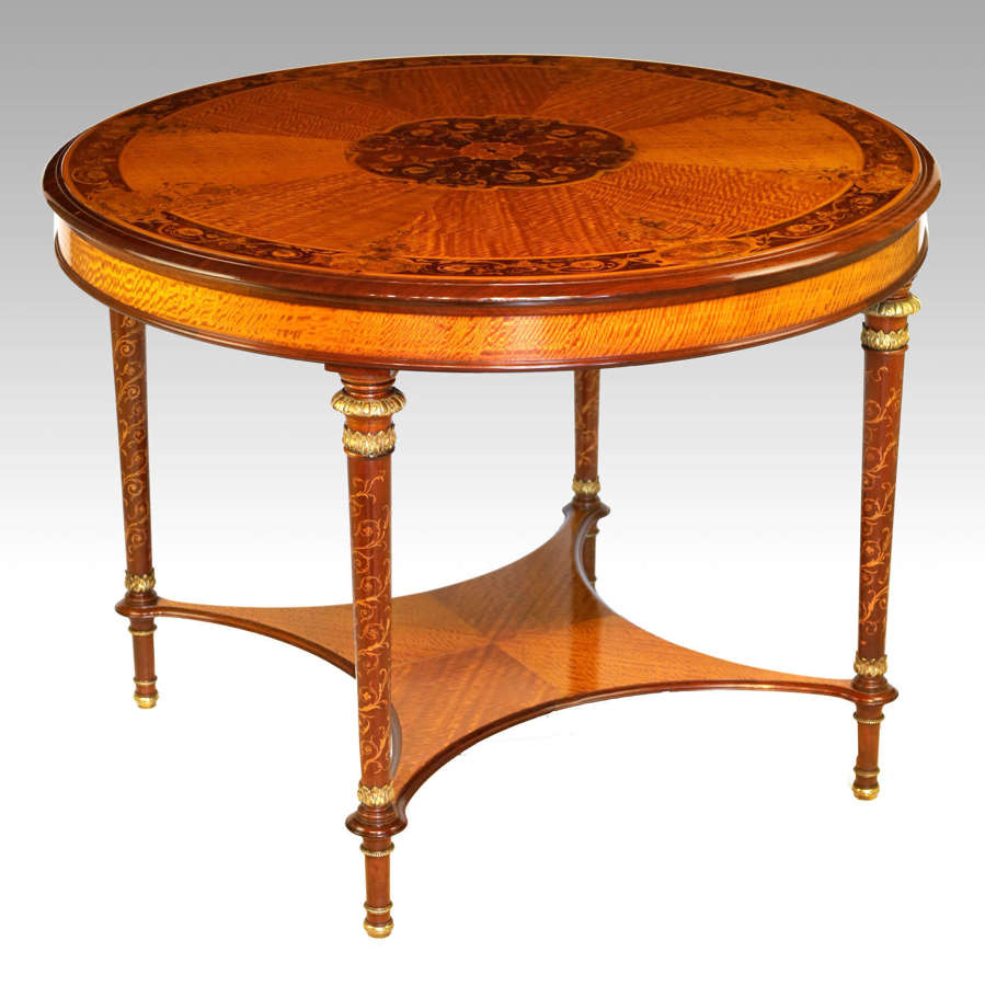 An Exhibition Quality Inlaid Satinwood Collinson & Lock Centre Table